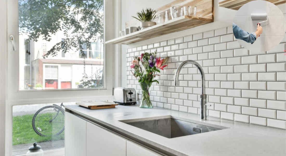 how to paint home kitchen wall tiles