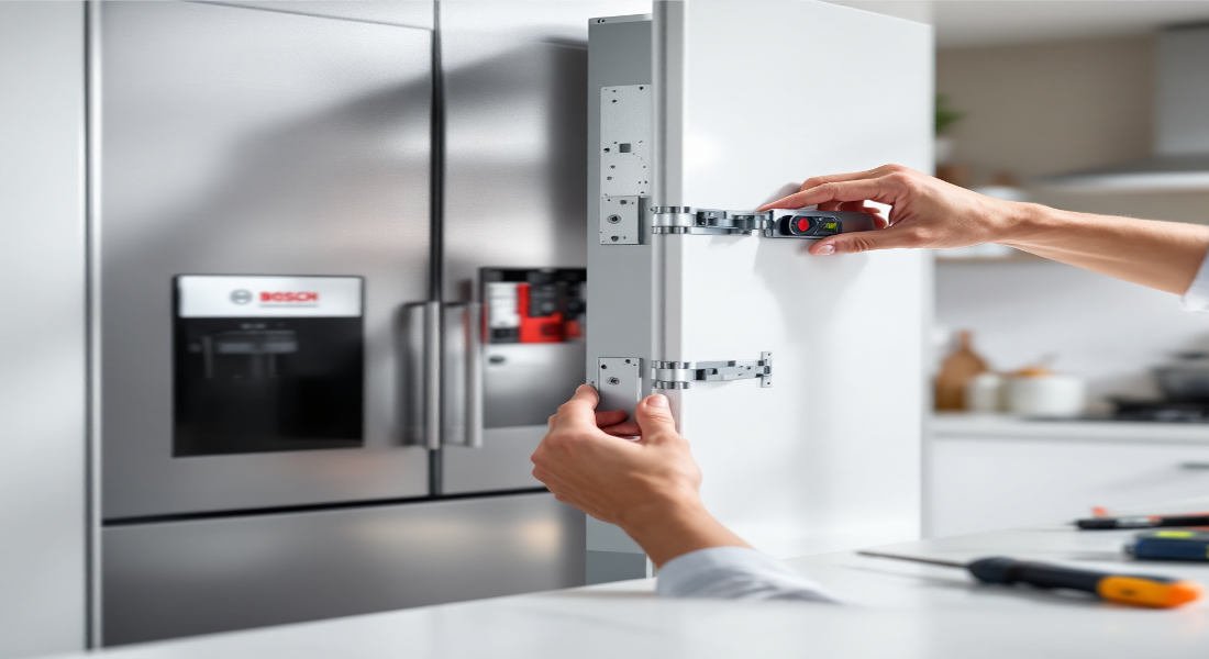how to fit home kitchen door to integrated fridge bosch
