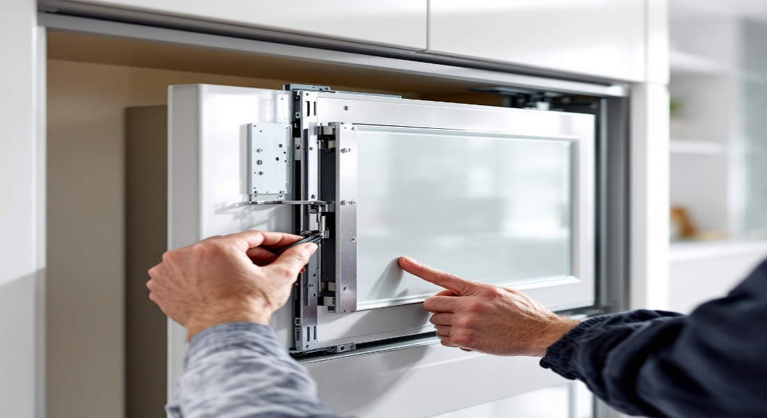 how to fit home kitchen door to integrated fridge bosch