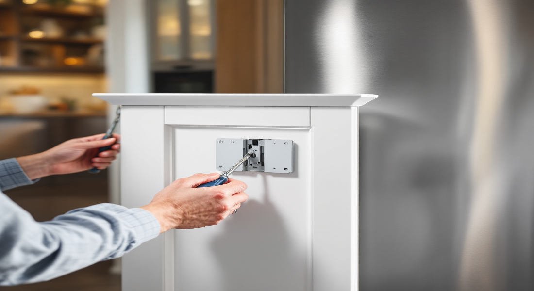 how to fit home kitchen door to integrated fridge bosch
