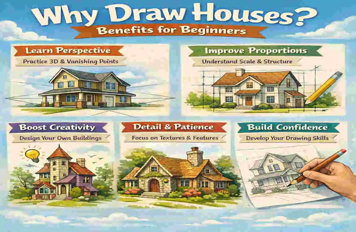 Easy Beautiful House Drawing: