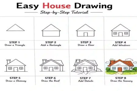 Easy Beautiful House Drawing: