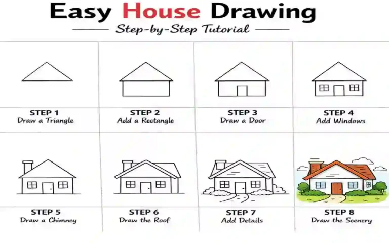 Easy Beautiful House Drawing: