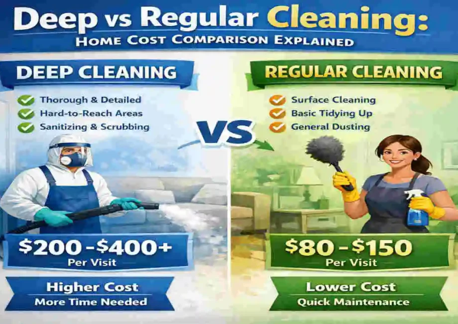 Deep cleaning vs regular cleaning house cost