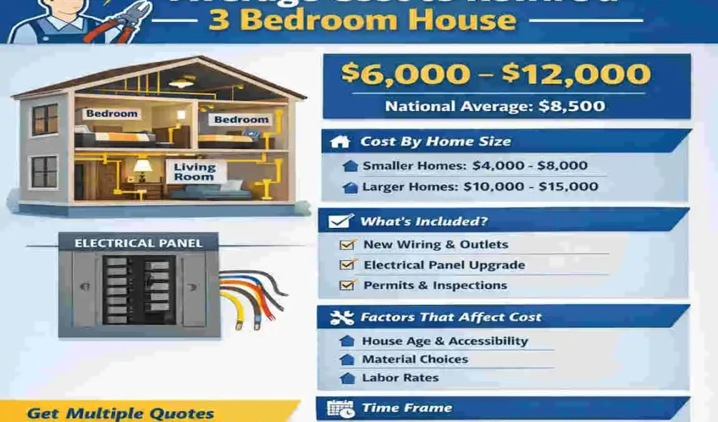 how much does it cost to rewire a 3 bedroom house