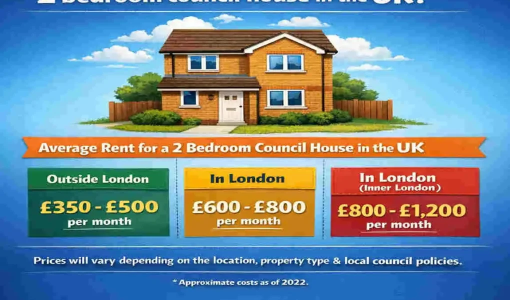 how much is rent for a 2 bedroom council house