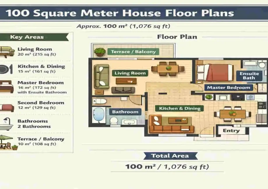 how big is 100 square meters house
