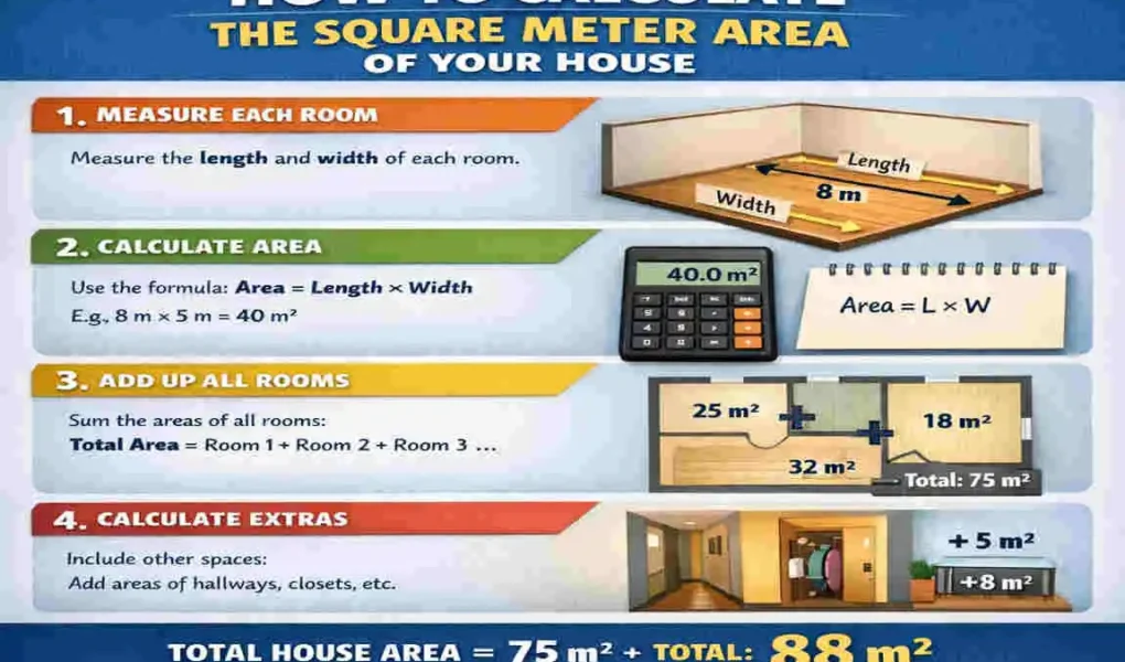 how to calculate square meter of a house