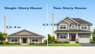 how high is a house in metres