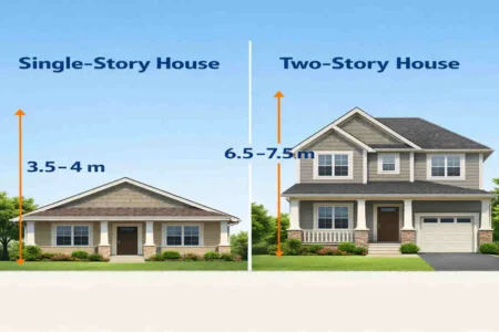 how high is a house in metres