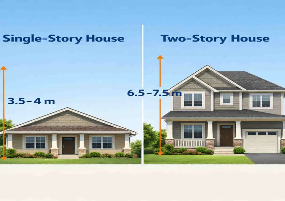 how high is a house in metres