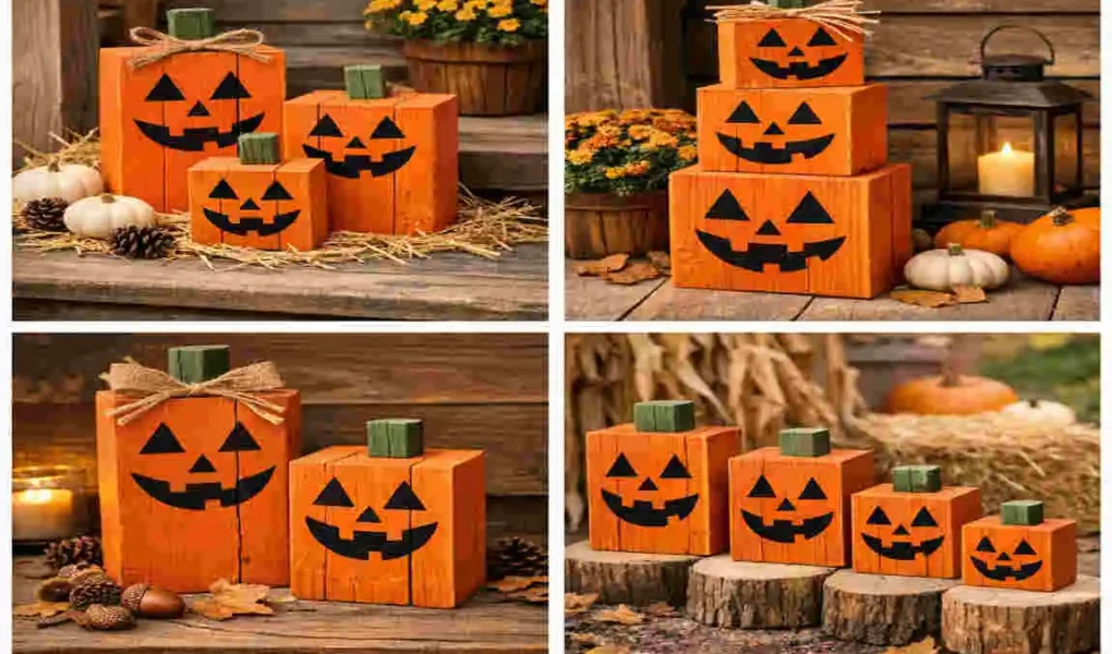 wooden jack o'lantern decor
