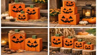 wooden jack o'lantern decor