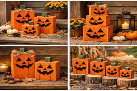 wooden jack o'lantern decor