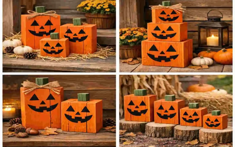 wooden jack o'lantern decor