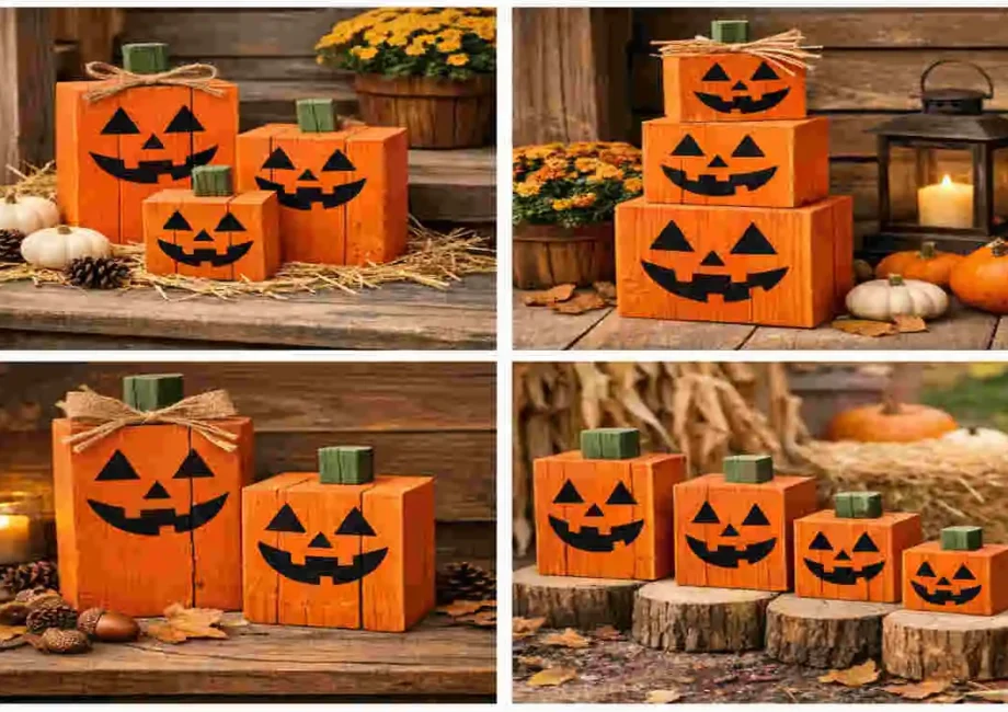 wooden jack o'lantern decor
