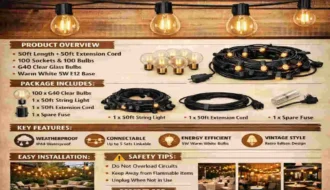W&A Home Decor Extra Long Retro Bulb String Lights