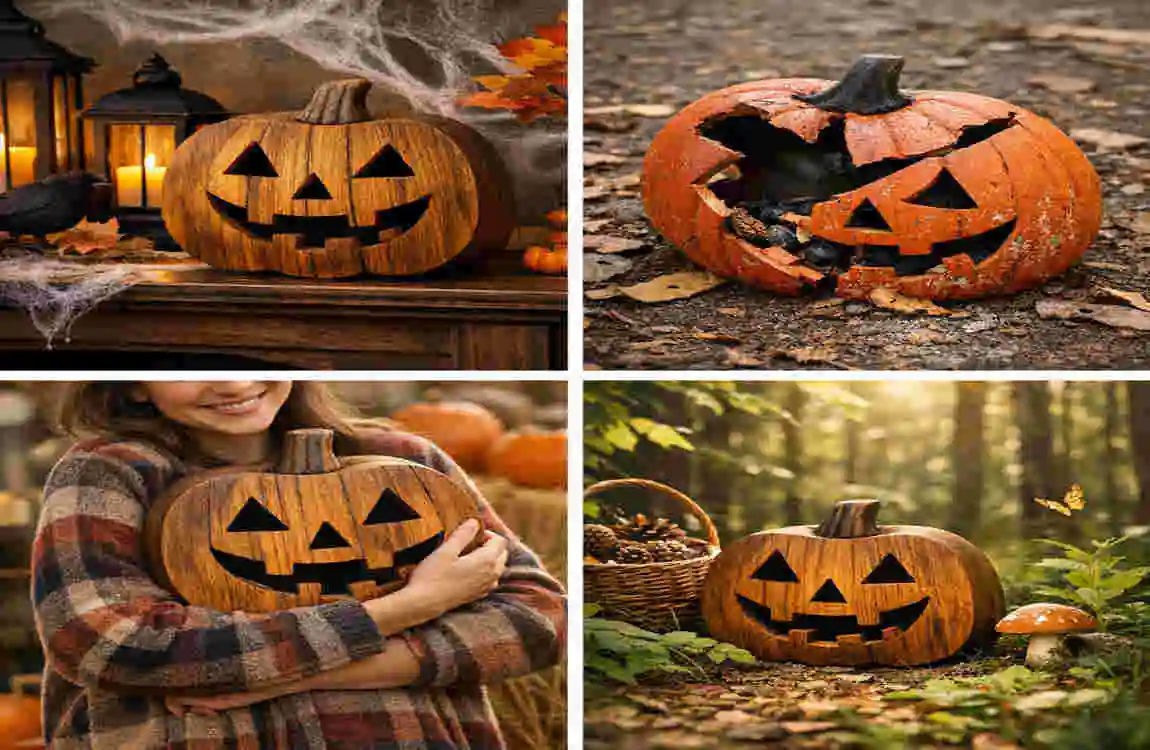 wooden jack o'lantern decor