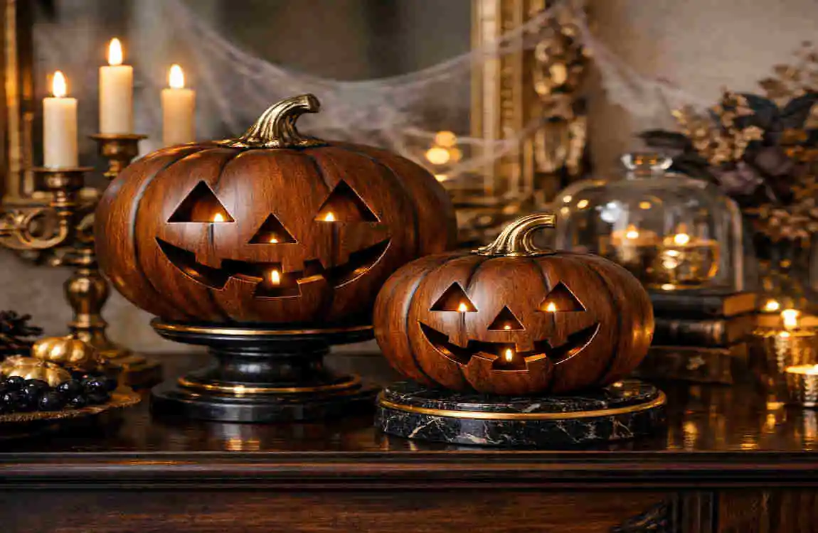 wooden jack o'lantern decor