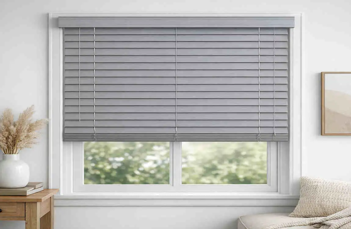 home decorators collection light gray cordless faux wood blinds
