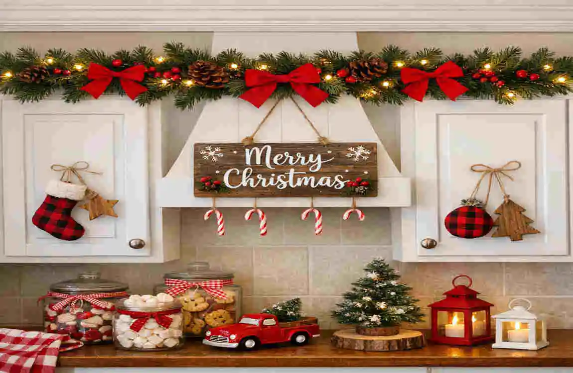 ideas to decorate kitchen cabinets for christmas