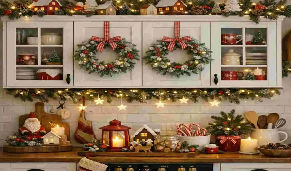 ideas to decorate kitchen cabinets for christmas