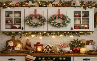 ideas to decorate kitchen cabinets for christmas