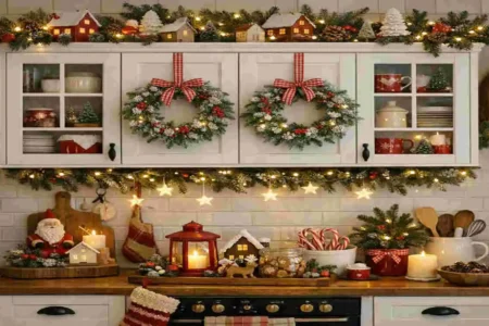 ideas to decorate kitchen cabinets for christmas