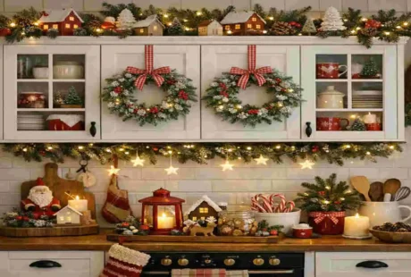 ideas to decorate kitchen cabinets for christmas