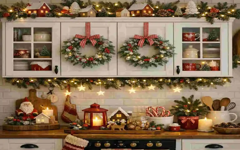 ideas to decorate kitchen cabinets for christmas